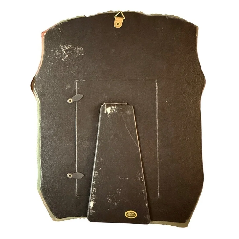 Hand Painted Golf Sweater Vest Picture Frame Green Brown Vintage Style Gift